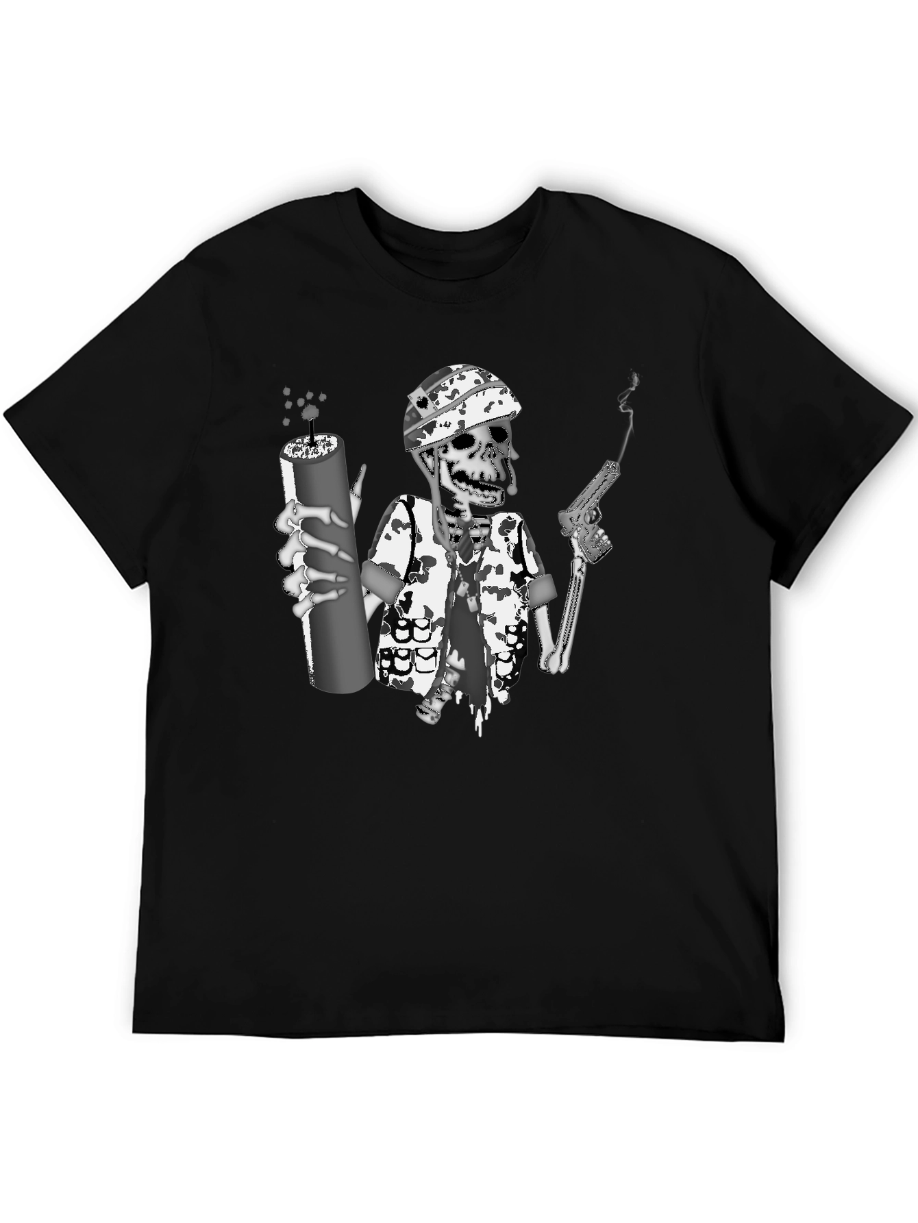 Skeleton Soldier Graphic Print T-Shirt