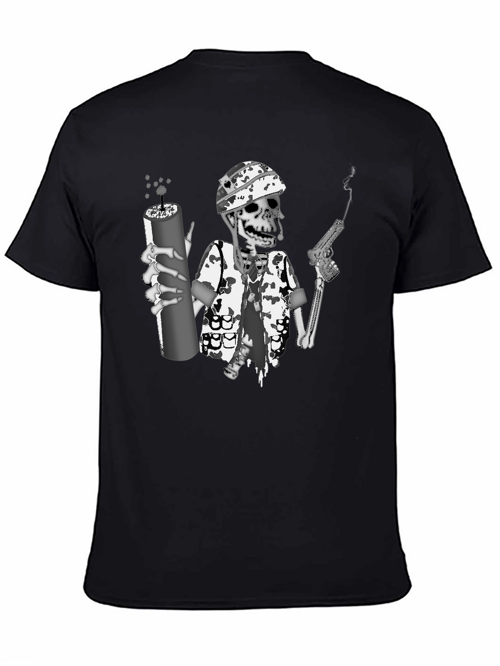 Skeleton Soldier Graphic Print T-Shirt