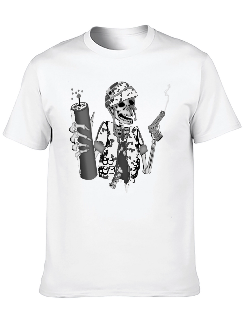 Skeleton Soldier Graphic Print T-Shirt