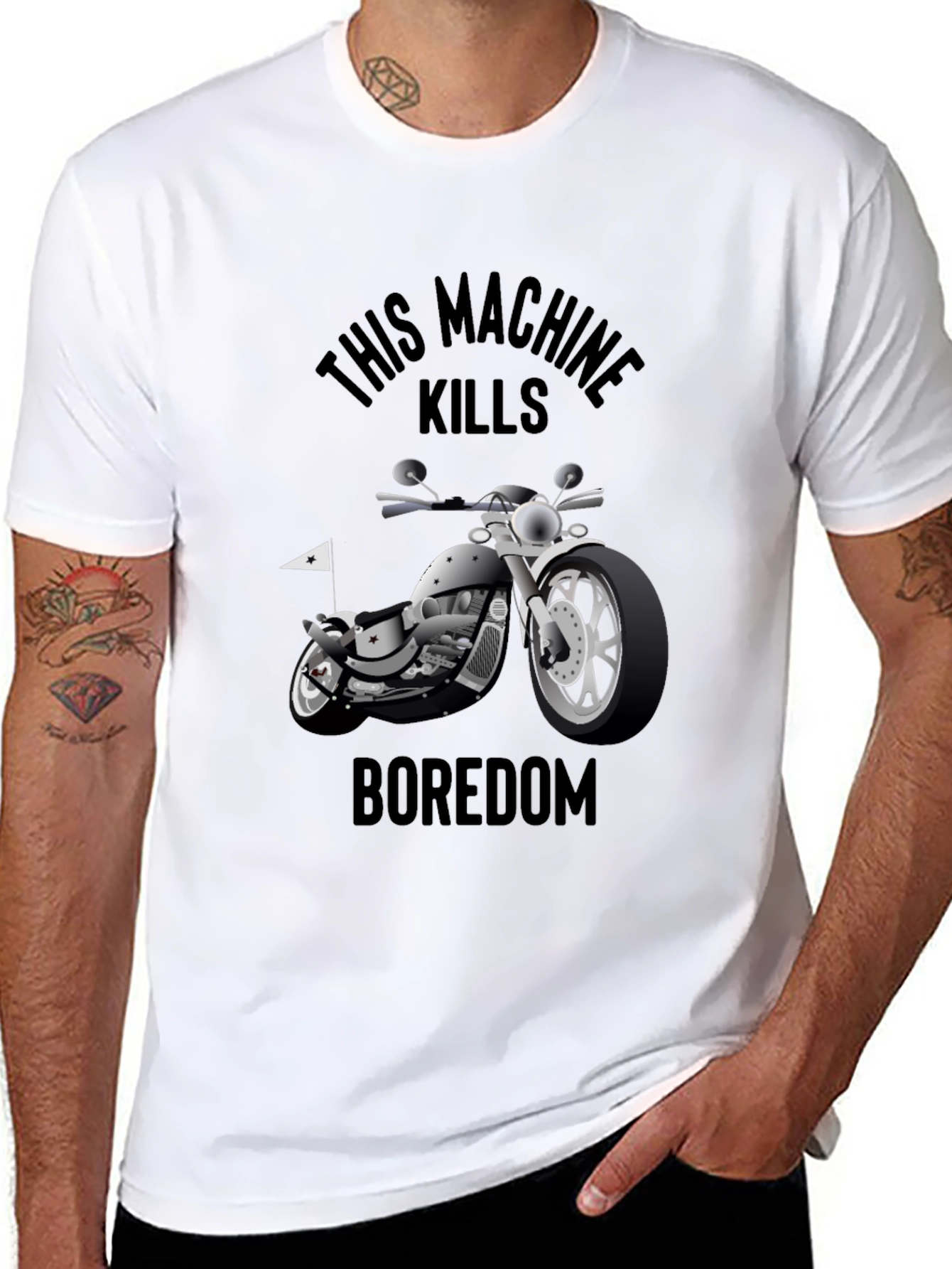 Motorcycle Kills Boredom Graphic T-Shirt