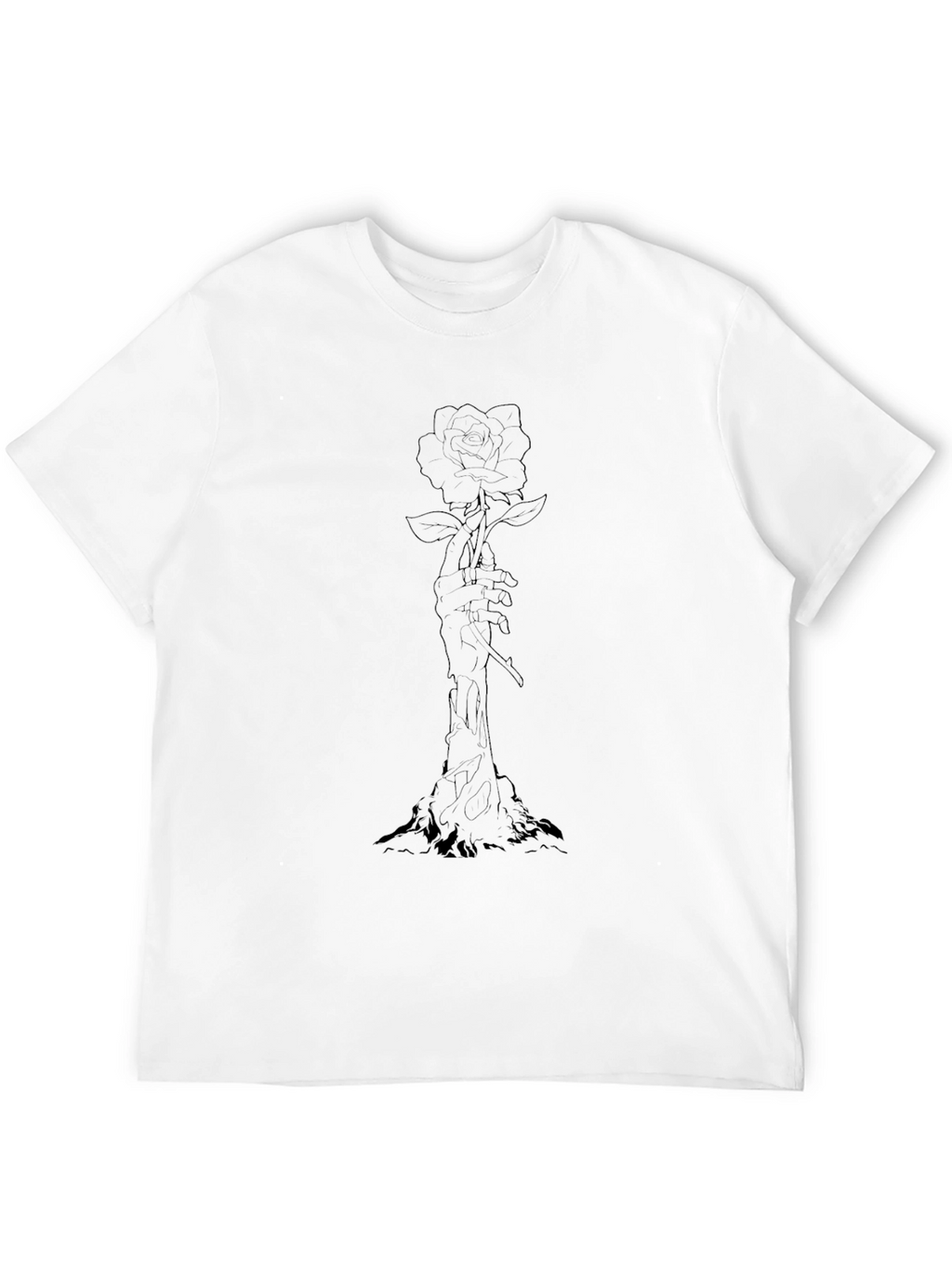 Rose Hand Graphic Black T-Shirt
