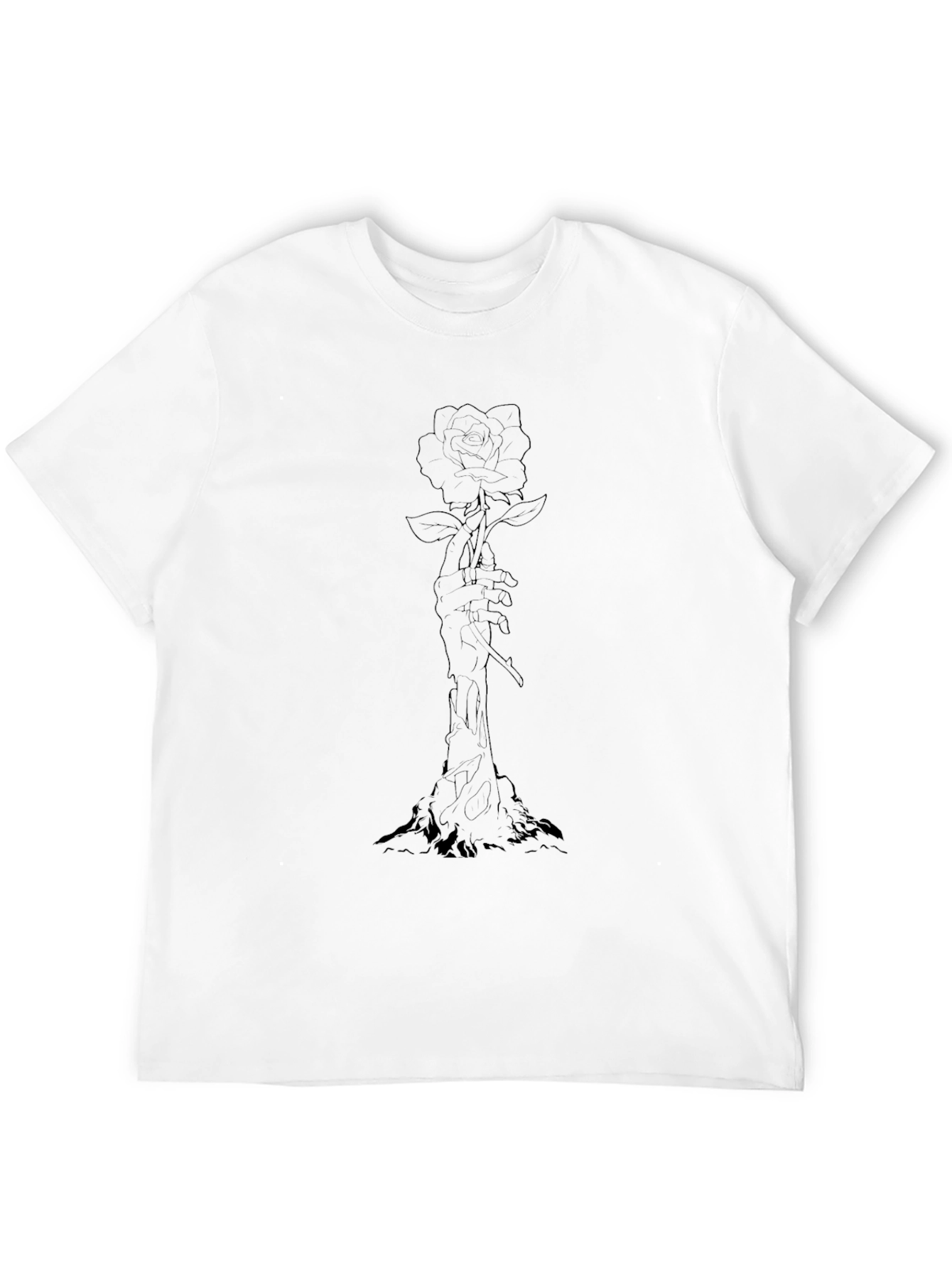 Rose Hand Graphic Black T-Shirt