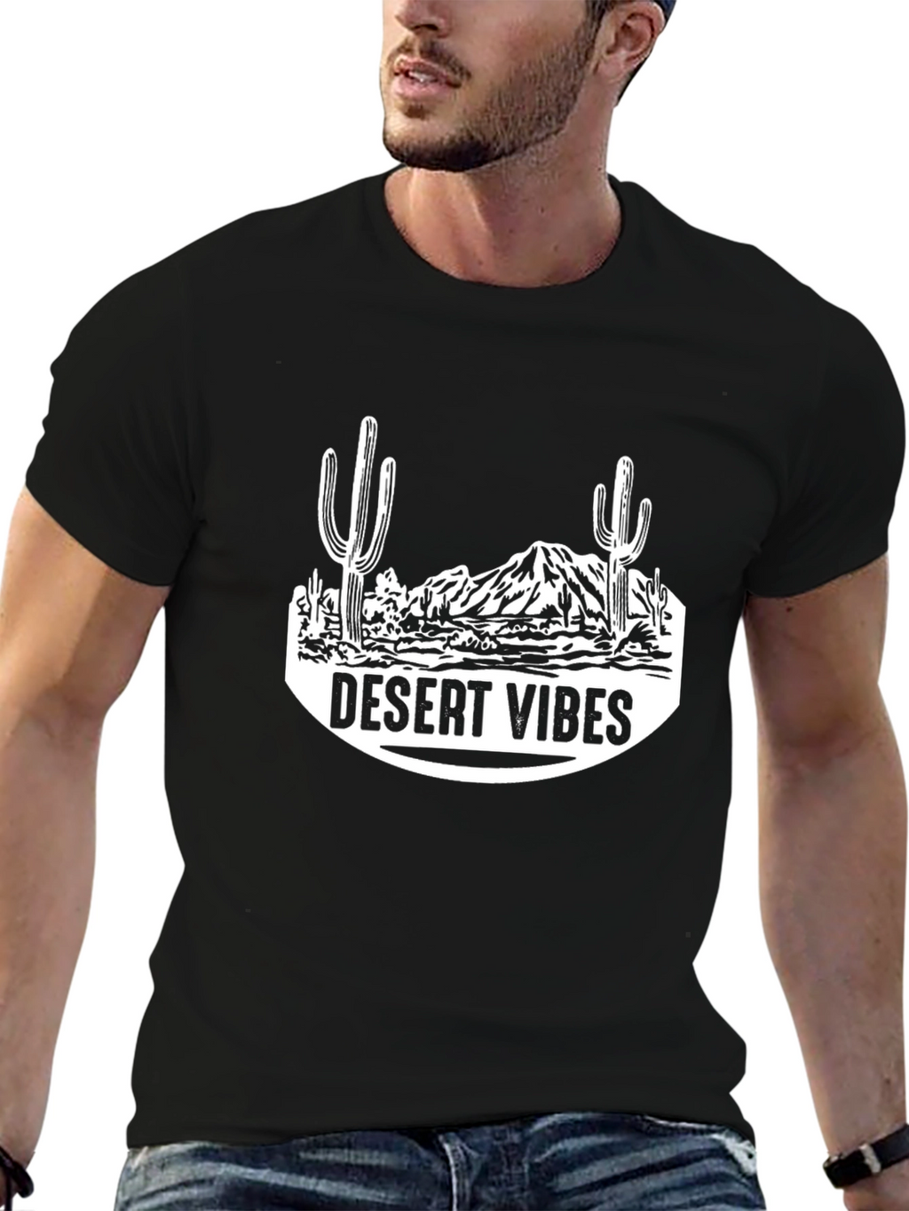 Desert Vibes Graphic T-Shirt - Black Casual Tee