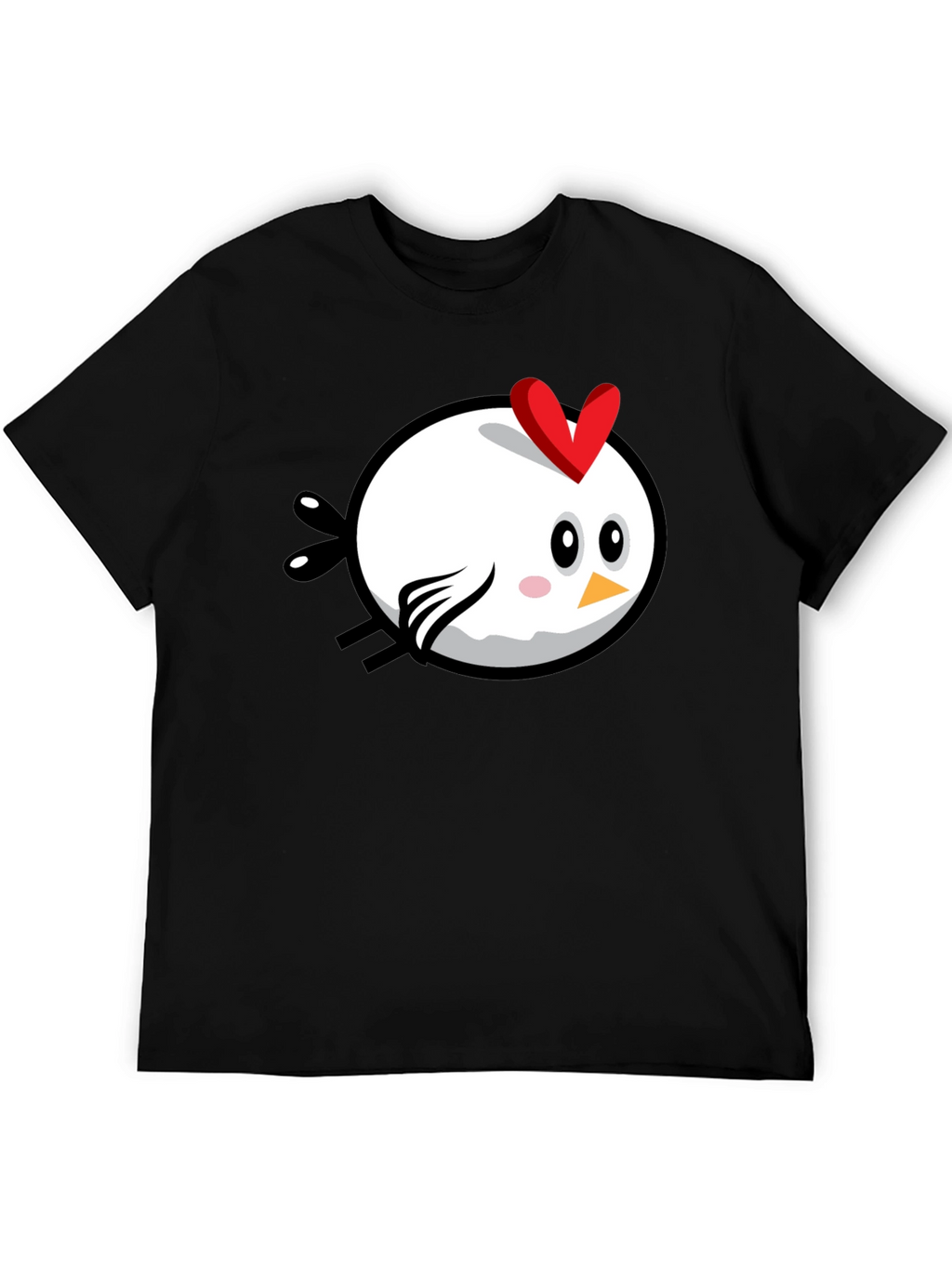 Cartoon Chicken Graphic Tee - Black Cotton T-Shirt