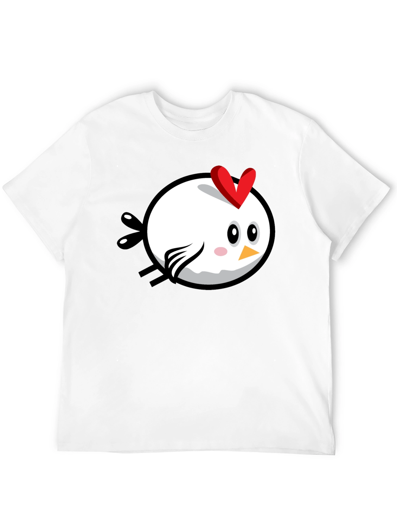 Cartoon Chicken Graphic Tee - Black Cotton T-Shirt