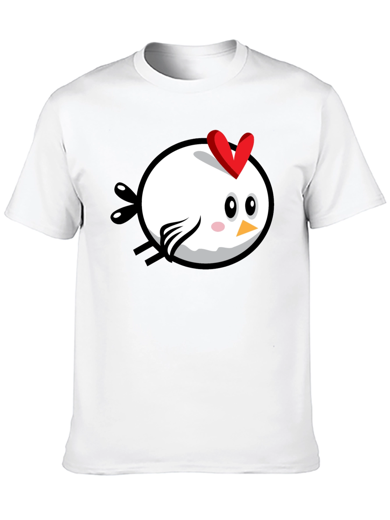 Cartoon Chicken Graphic Tee - Black Cotton T-Shirt