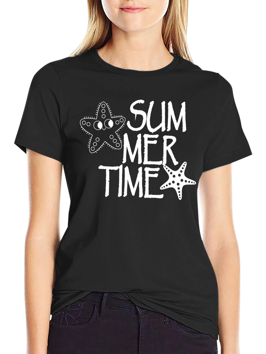 Summer Time Starfish Graphic Tee - Black