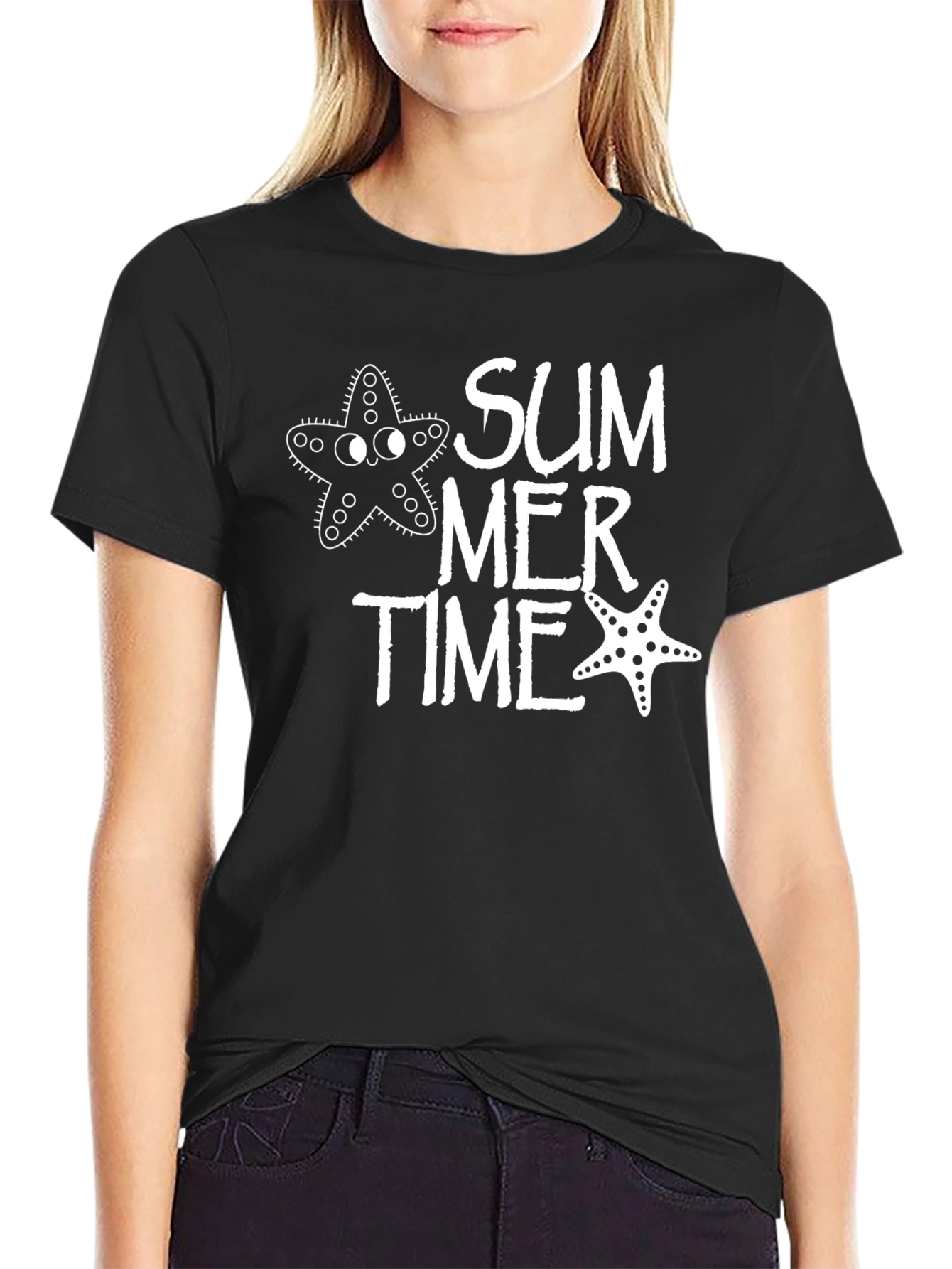 Summer Time Starfish Graphic Tee - Black