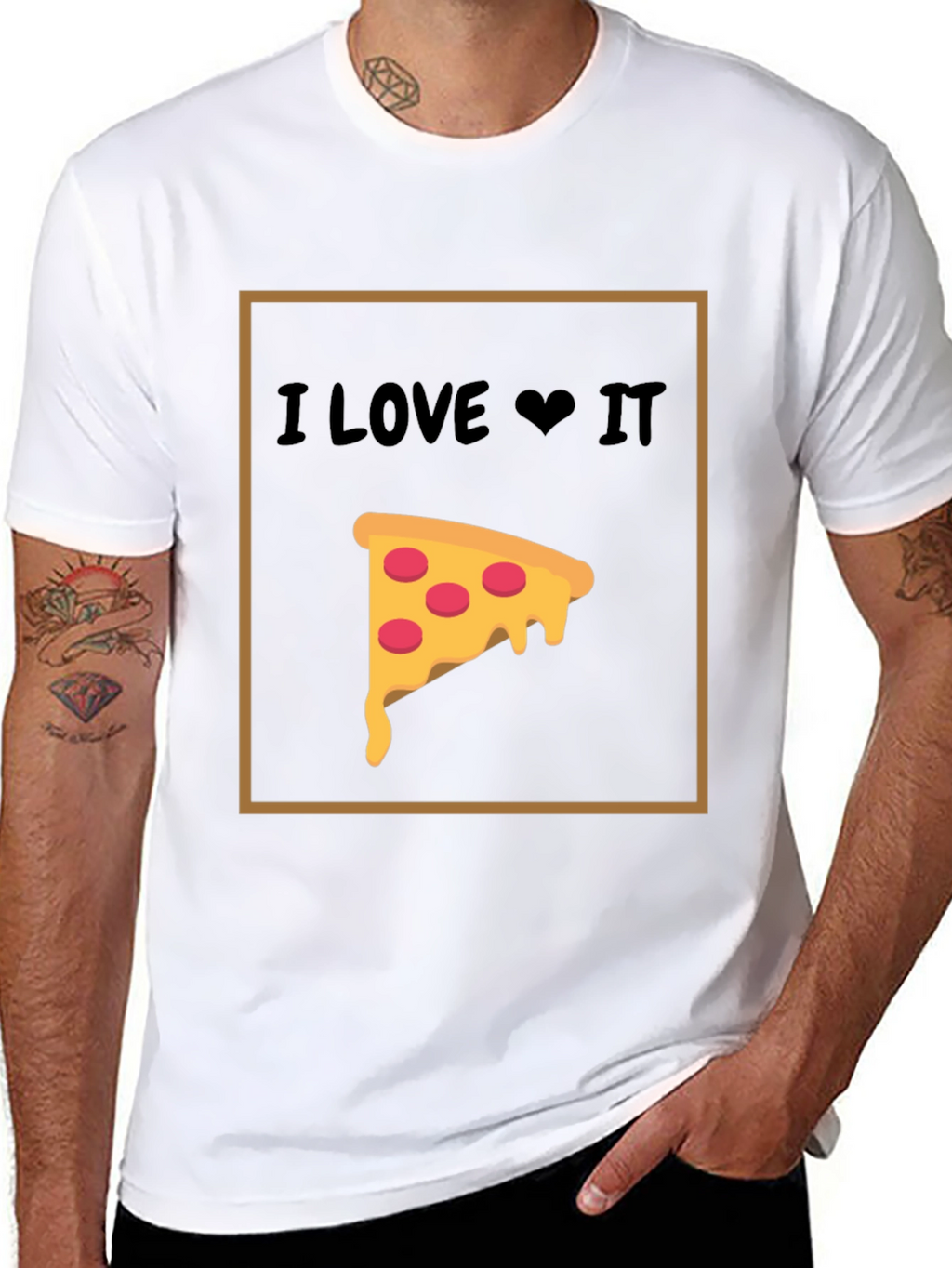 I Love Pizza T-Shirt - Black Cotton Graphic Tee