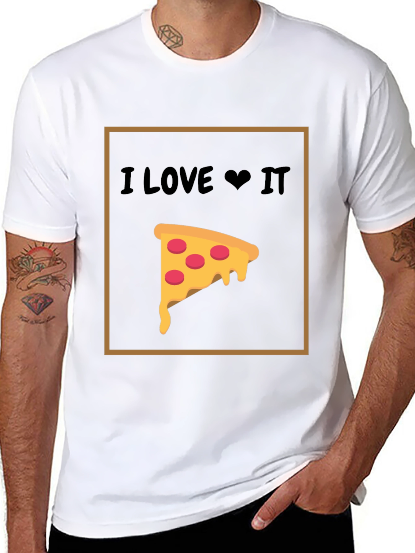 I Love Pizza T-Shirt - Black Cotton Graphic Tee