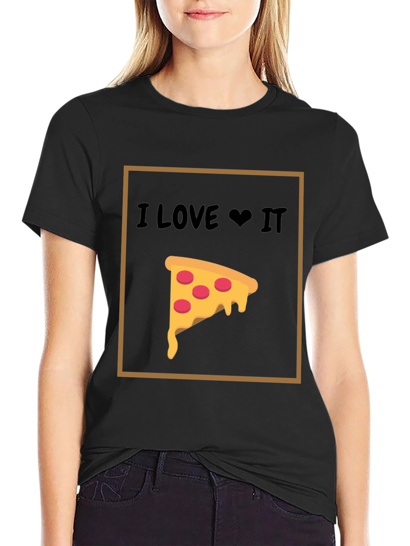 I Love Pizza T-Shirt - Black Cotton Graphic Tee