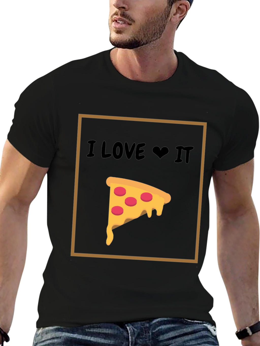 I Love Pizza T-Shirt - Black Cotton Graphic Tee
