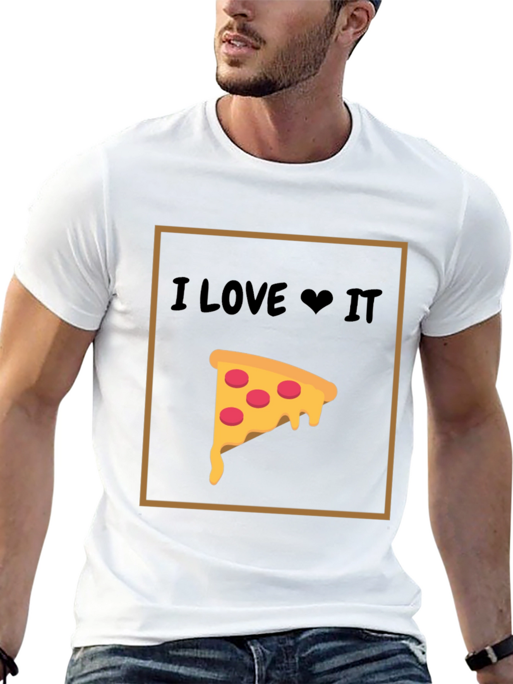 I Love Pizza T-Shirt - Black Cotton Graphic Tee