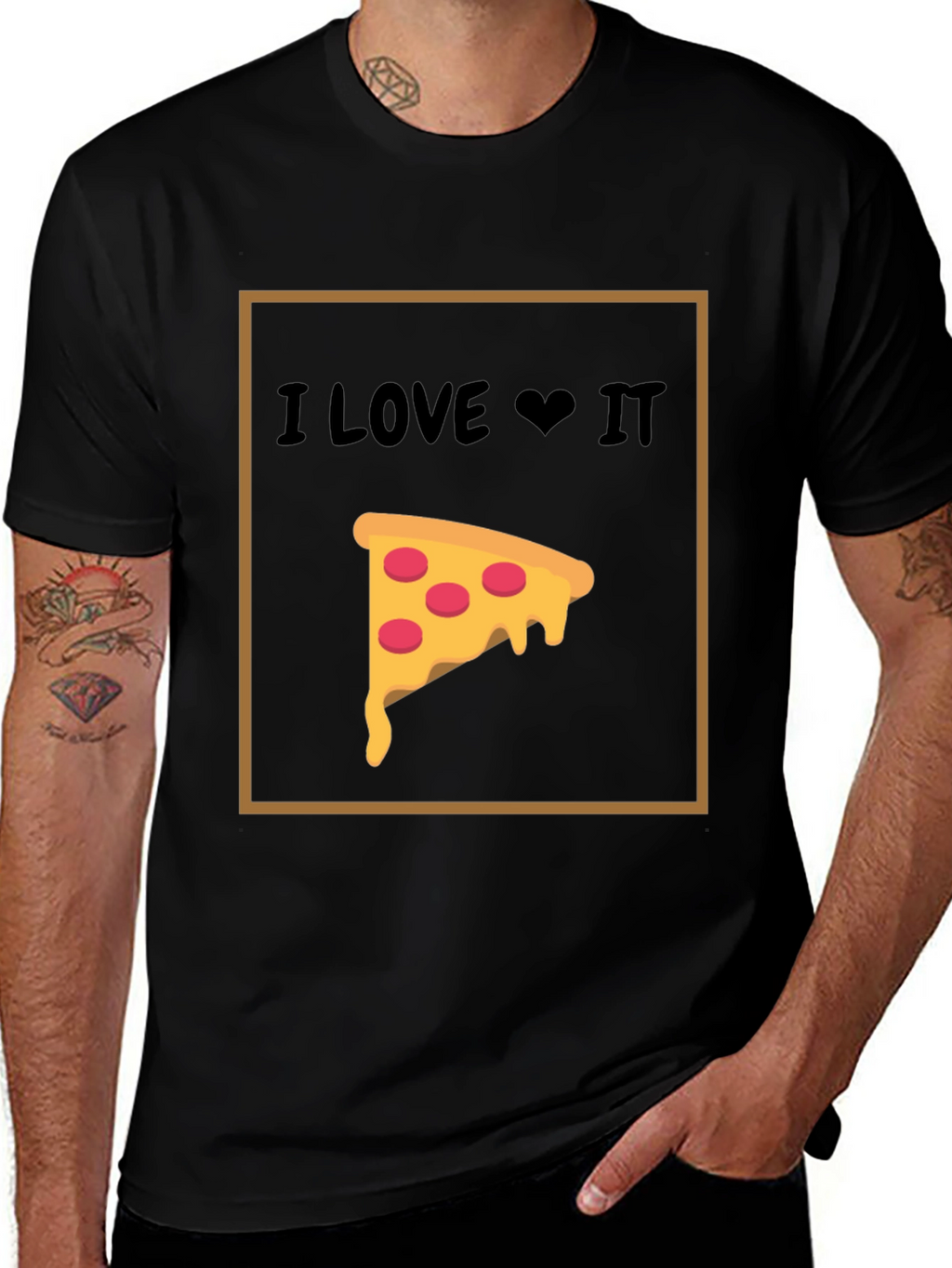 I Love Pizza T-Shirt - Black Cotton Graphic Tee