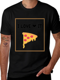 I Love Pizza T-Shirt - Black Cotton Graphic Tee