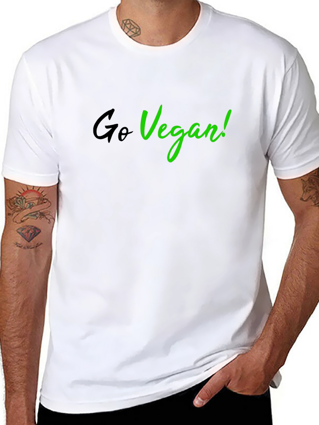 Go Vegan Black T-Shirt - Stylish Vegan Statement Tee