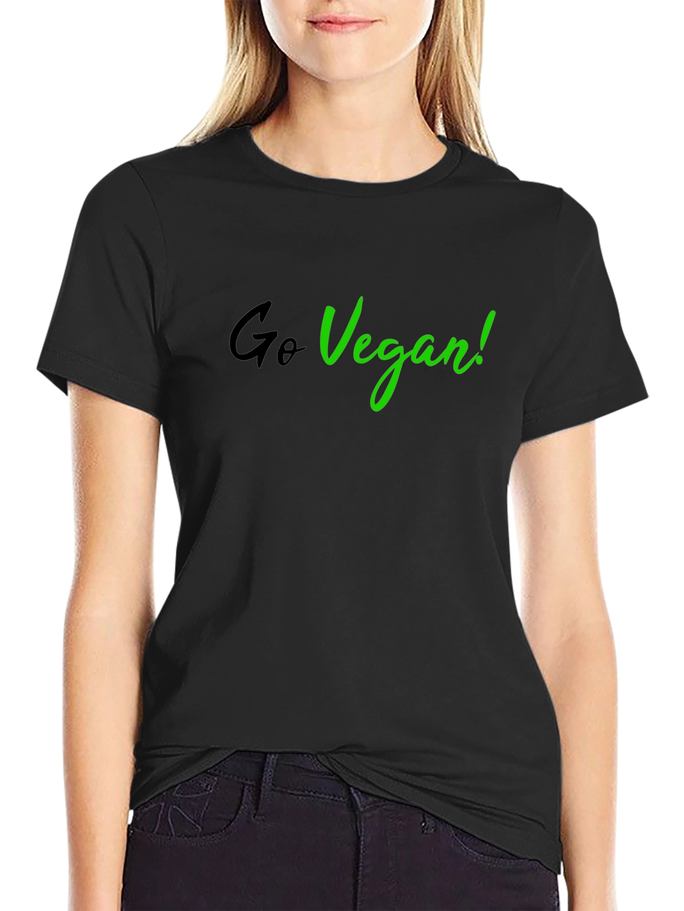 Go Vegan Black T-Shirt - Stylish Vegan Statement Tee