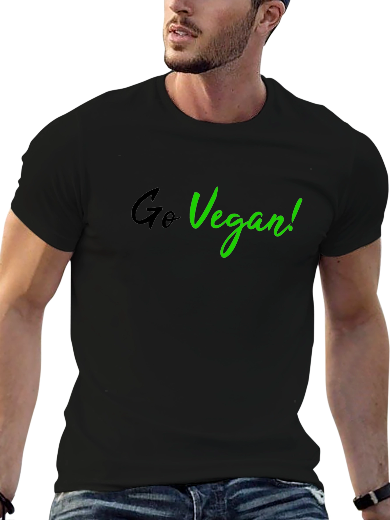 Go Vegan Black T-Shirt - Stylish Vegan Statement Tee
