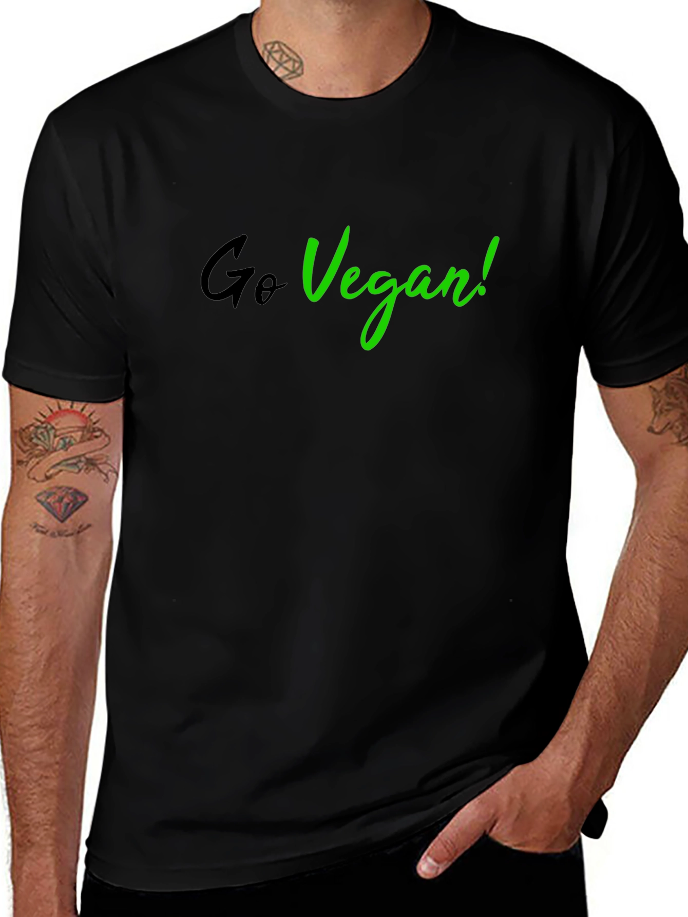 Go Vegan Black T-Shirt - Stylish Vegan Statement Tee