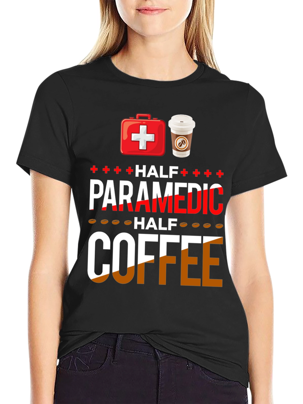 Paramedic Half Coffee Funny T-Shirt