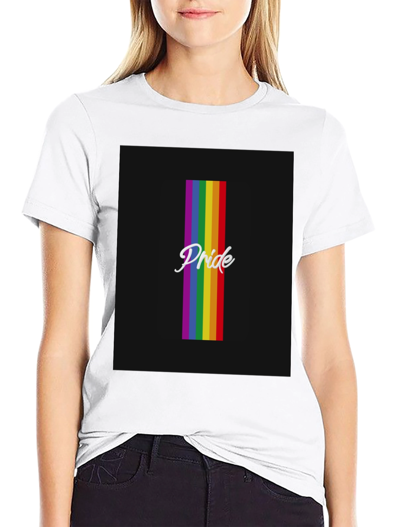 Pride Rainbow Striped T-Shirt - Black