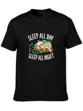 Sleep All Day Sloth Graphic T-Shirt