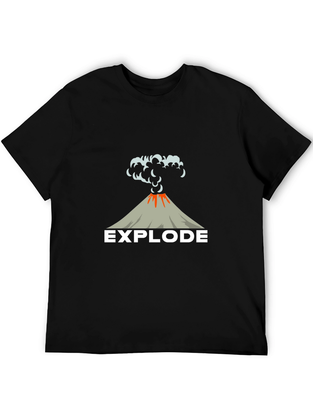 Explode Volcano Graphic Tee - Black Cotton T-Shirt