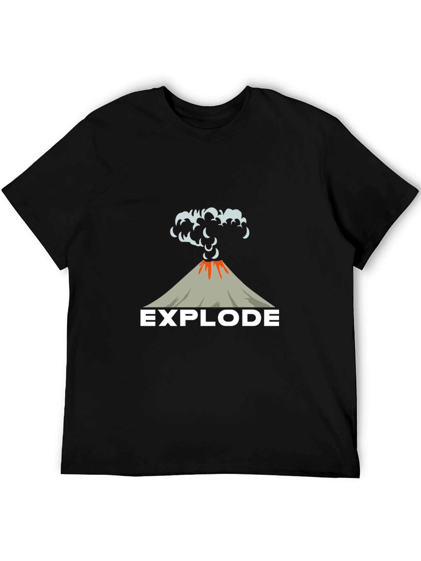 Explode Volcano Graphic Tee - Black Cotton T-Shirt