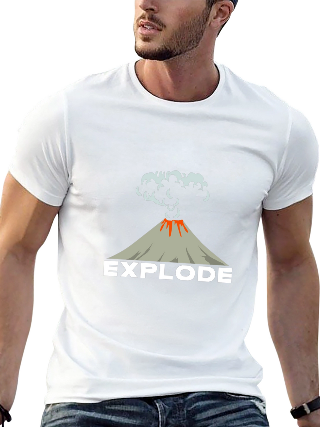 Explode Volcano Graphic Tee - Black Cotton T-Shirt