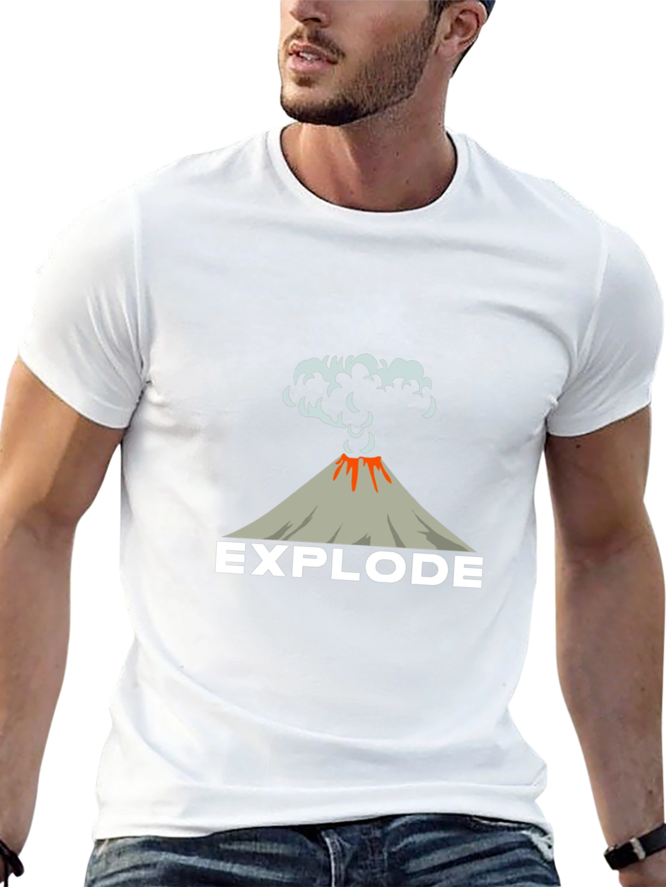 Explode Volcano Graphic Tee - Black Cotton T-Shirt