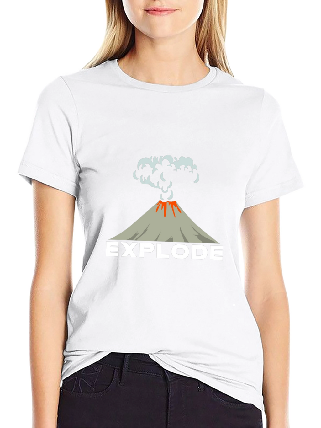 Explode Volcano Graphic Tee - Black Cotton T-Shirt