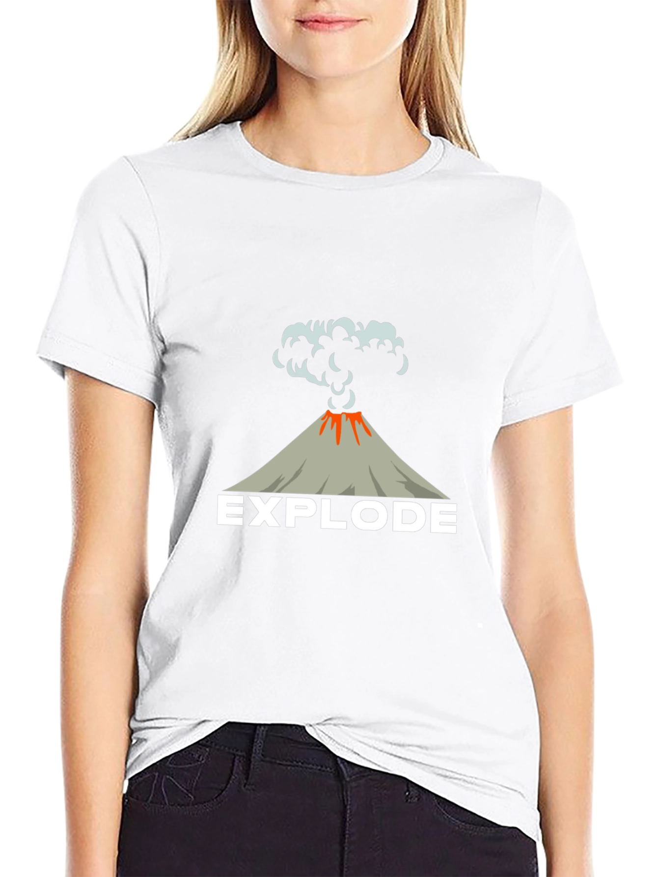 Explode Volcano Graphic Tee - Black Cotton T-Shirt