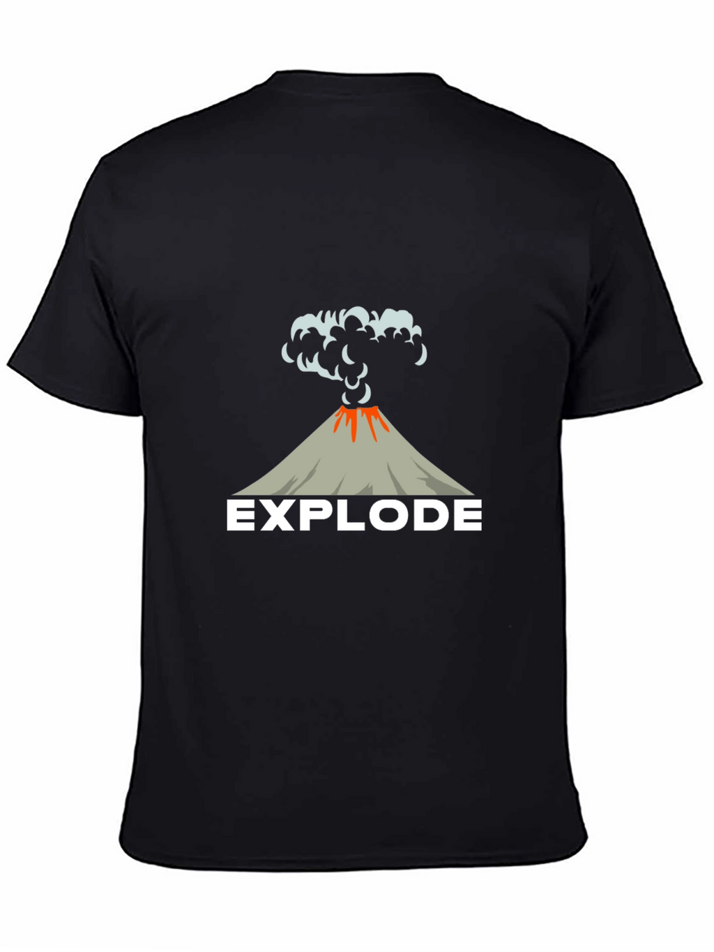 Explode Volcano Graphic Tee - Black Cotton T-Shirt