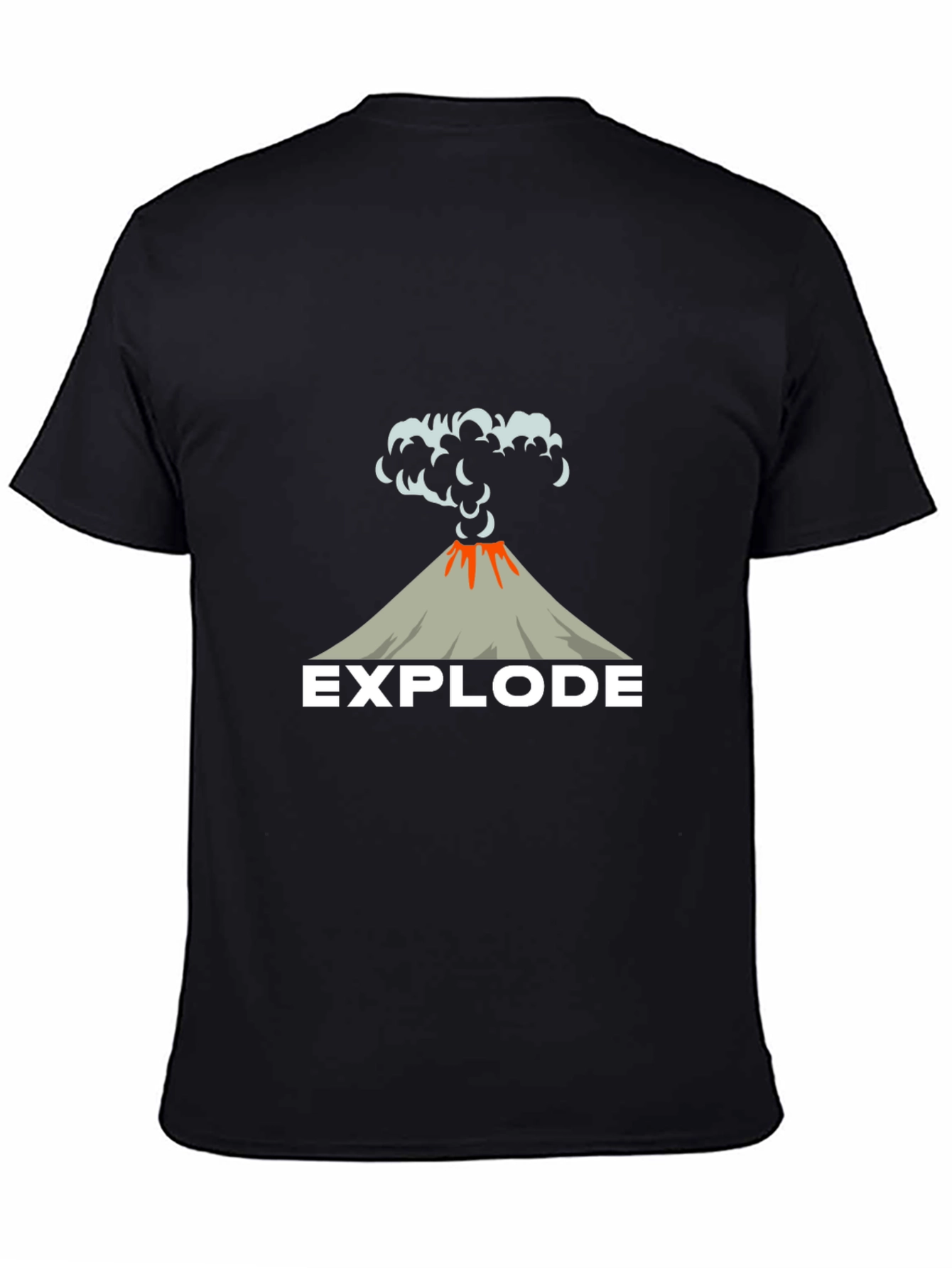 Explode Volcano Graphic Tee - Black Cotton T-Shirt