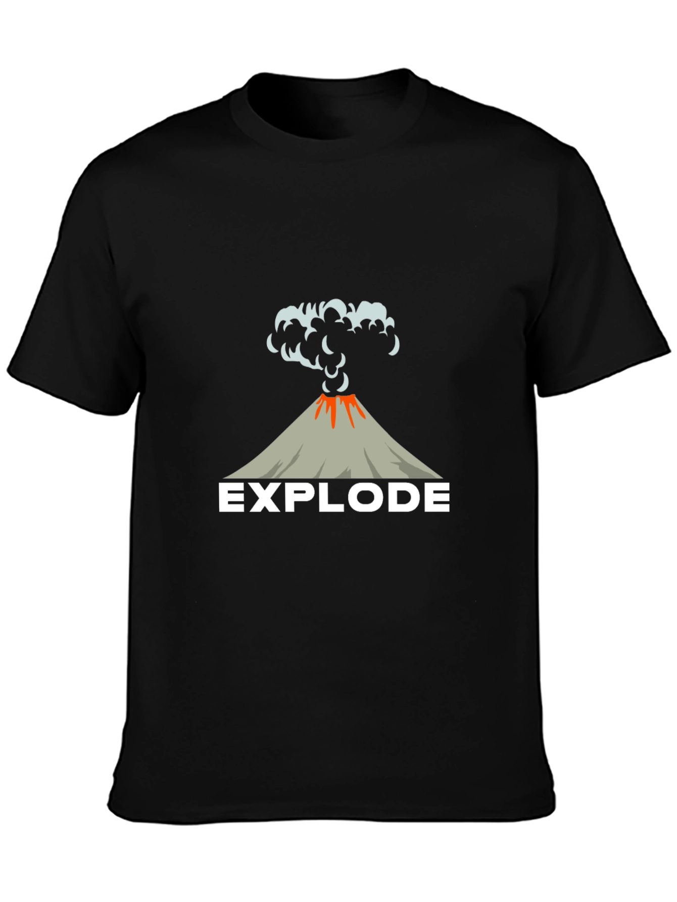 Explode Volcano Graphic Tee - Black Cotton T-Shirt