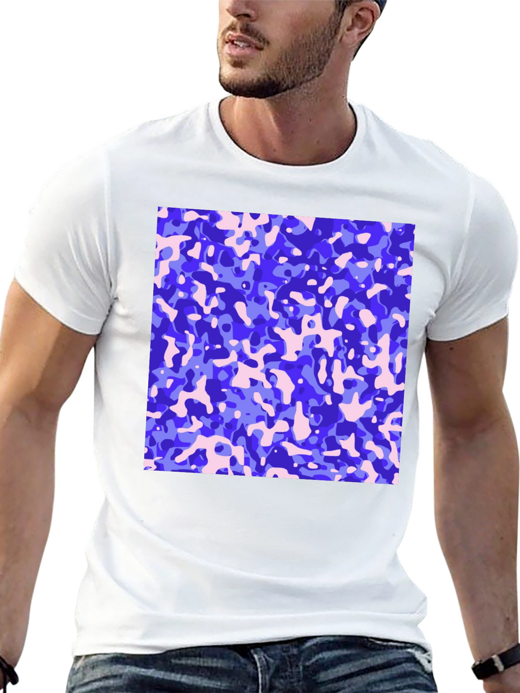 Abstract Camo Print Mens Black T-Shirt