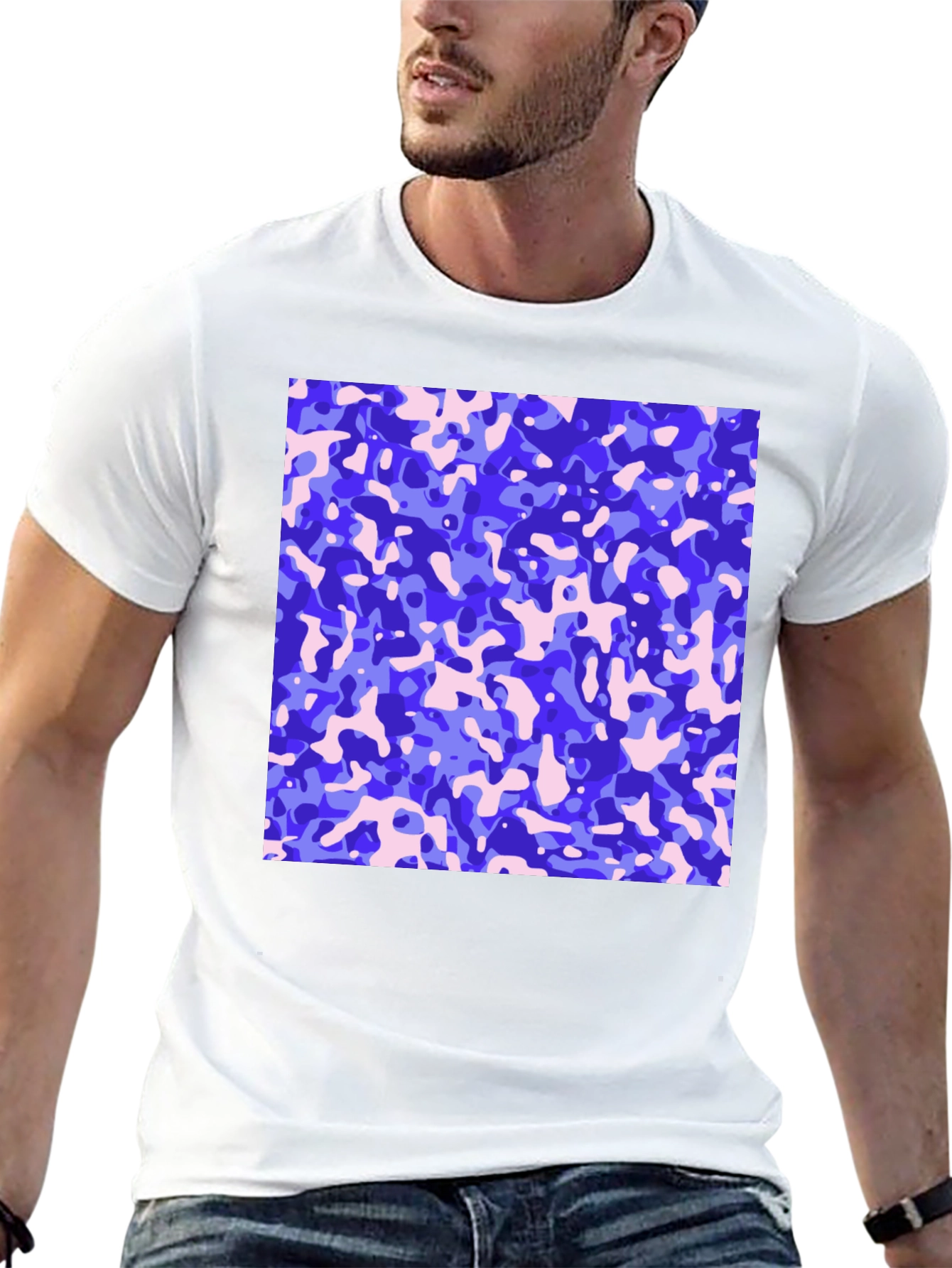 Abstract Camo Print Mens Black T-Shirt