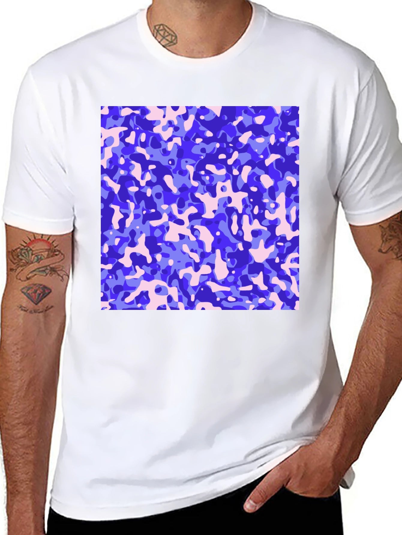 Abstract Camo Print Mens Black T-Shirt