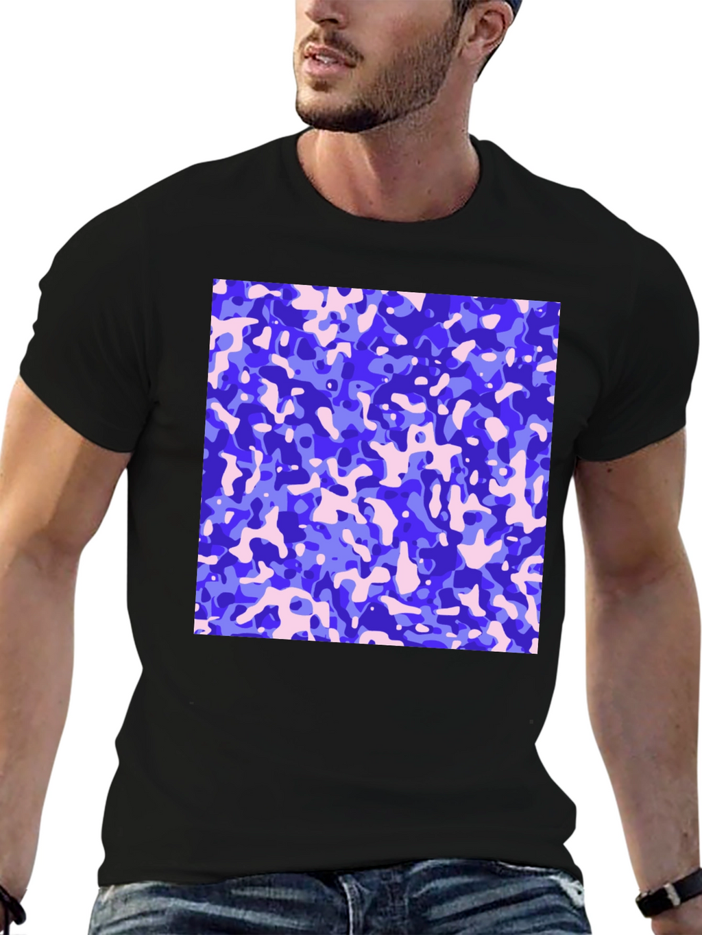 Abstract Camo Print Mens Black T-Shirt