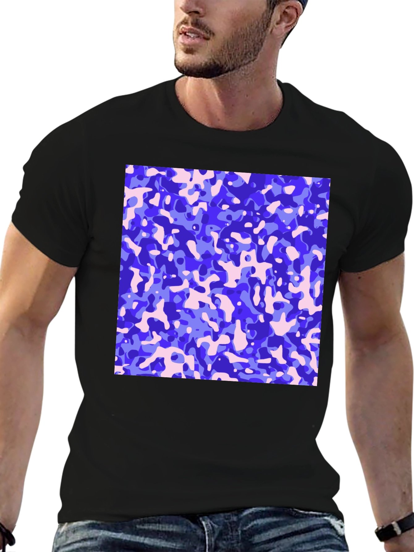 Abstract Camo Print Mens Black T-Shirt