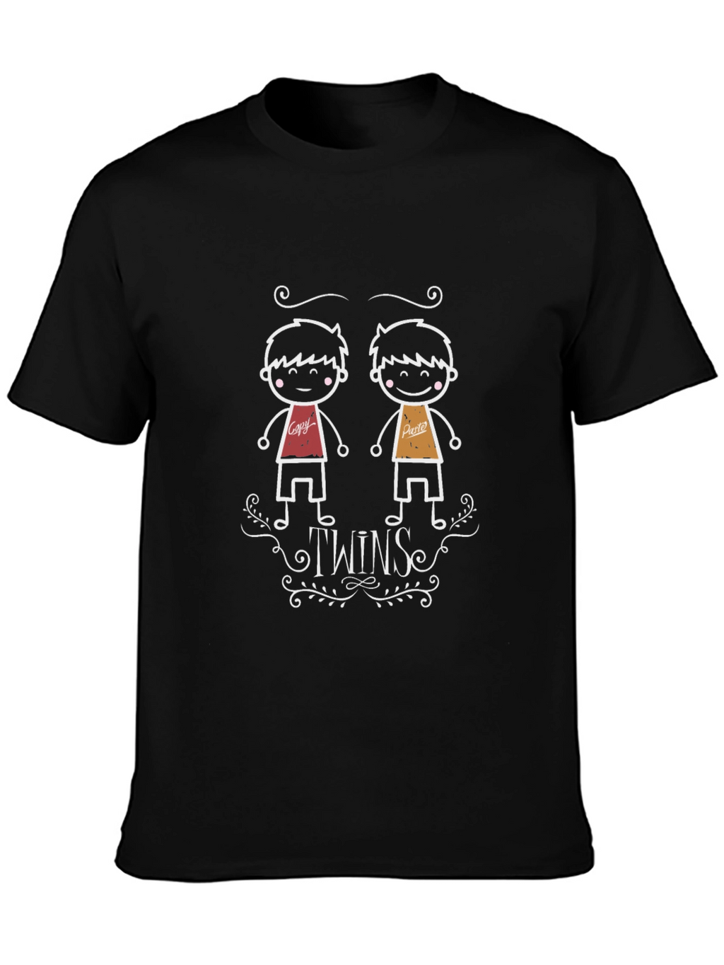 Twin Cartoon Graphic Black Tee
