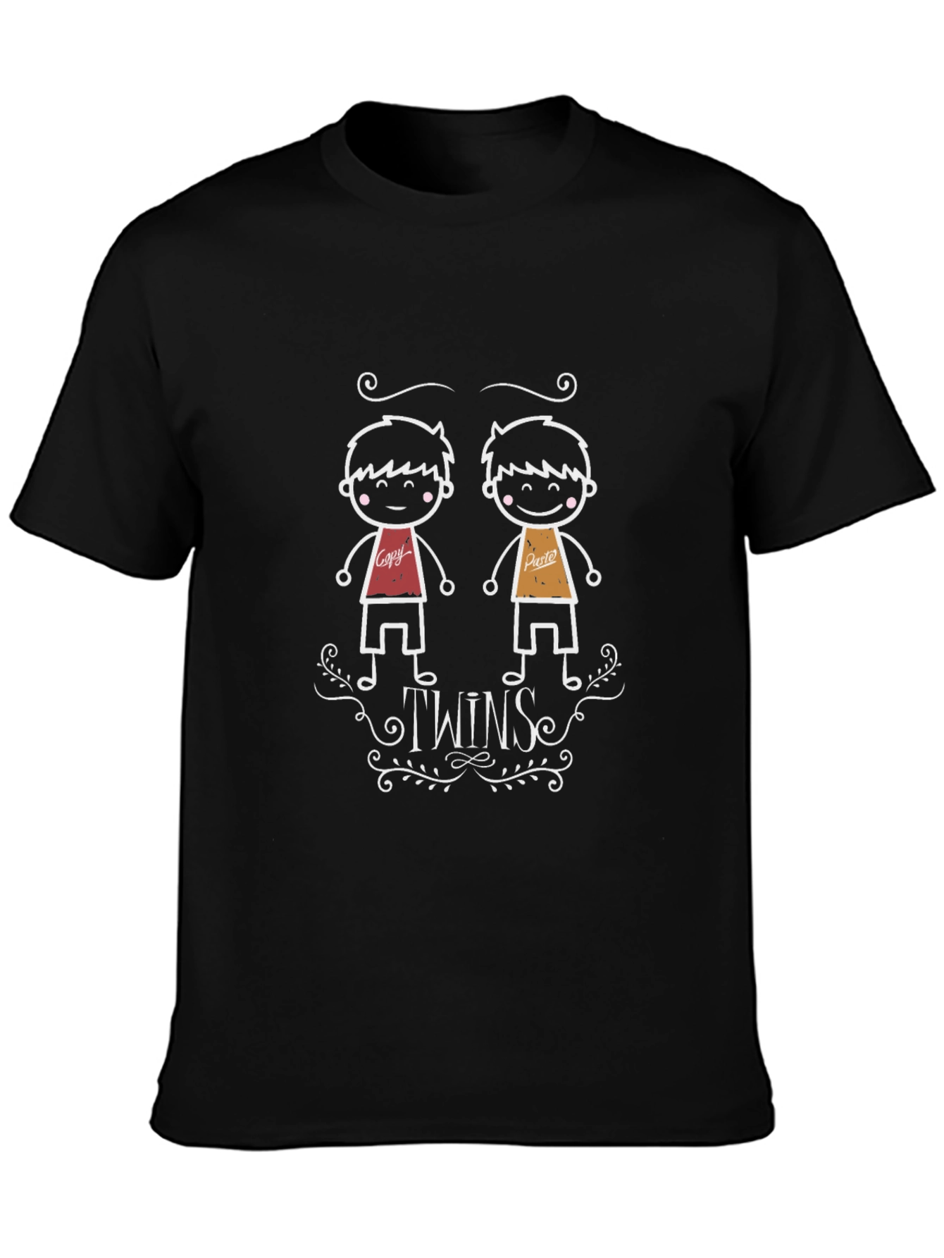 Twin Cartoon Graphic Black Tee
