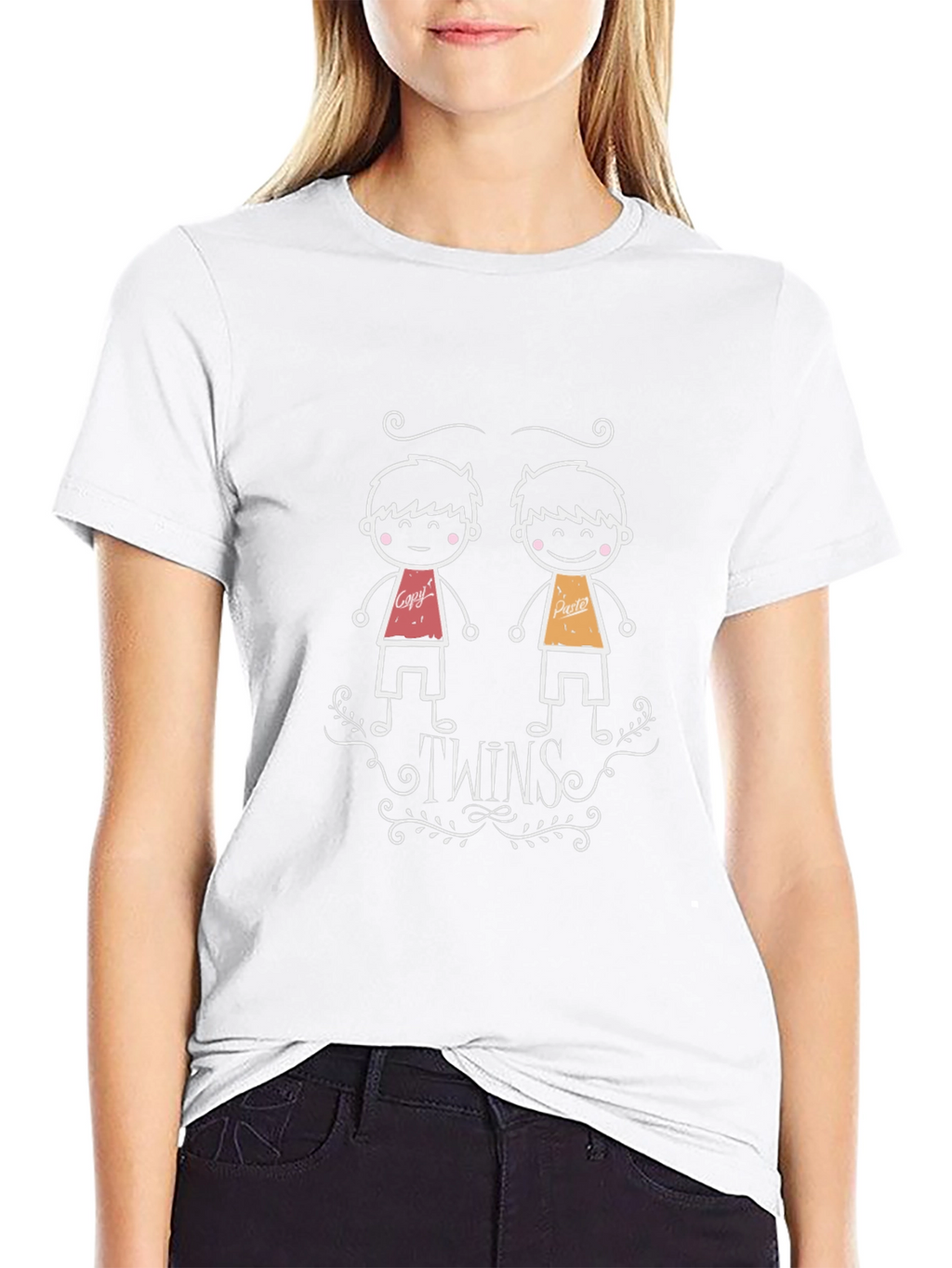Twin Cartoon Graphic Black Tee