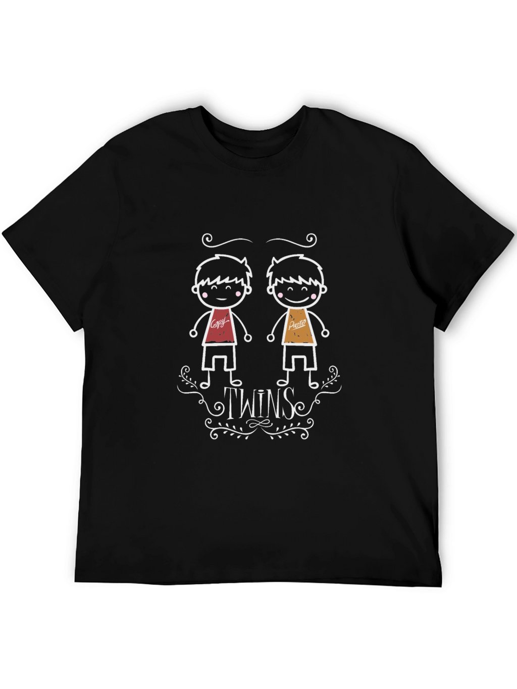 Twin Cartoon Graphic Black Tee
