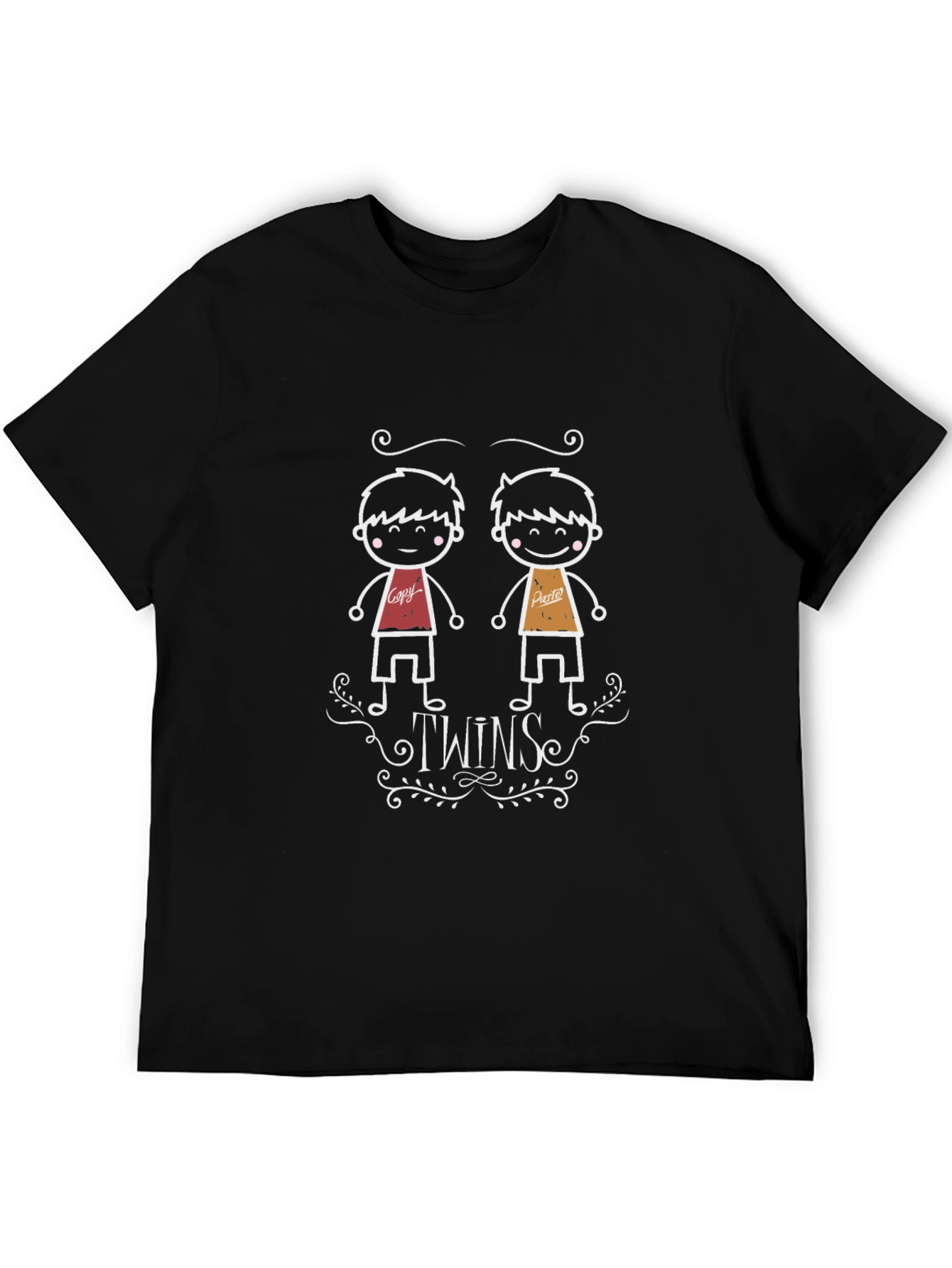 Twin Cartoon Graphic Black Tee