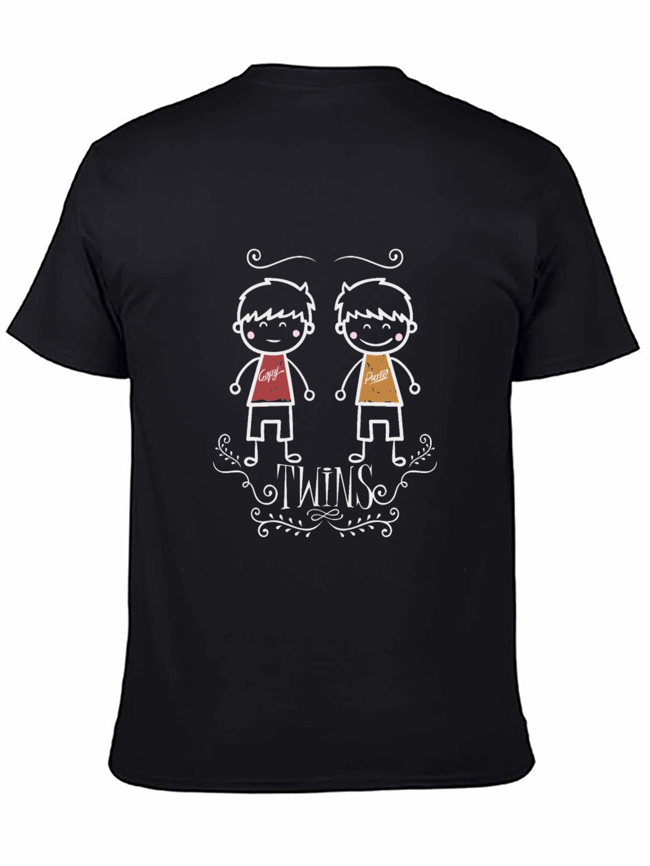 Twin Cartoon Graphic Black Tee