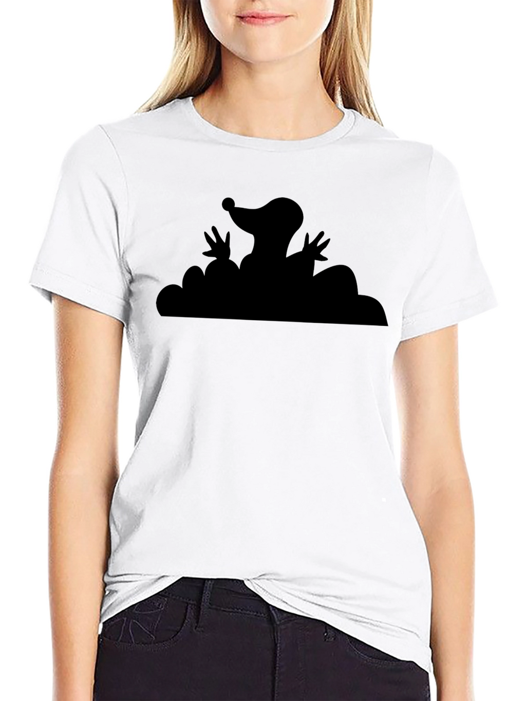 Mole Cartoon Graphic Tee - Black T-Shirt