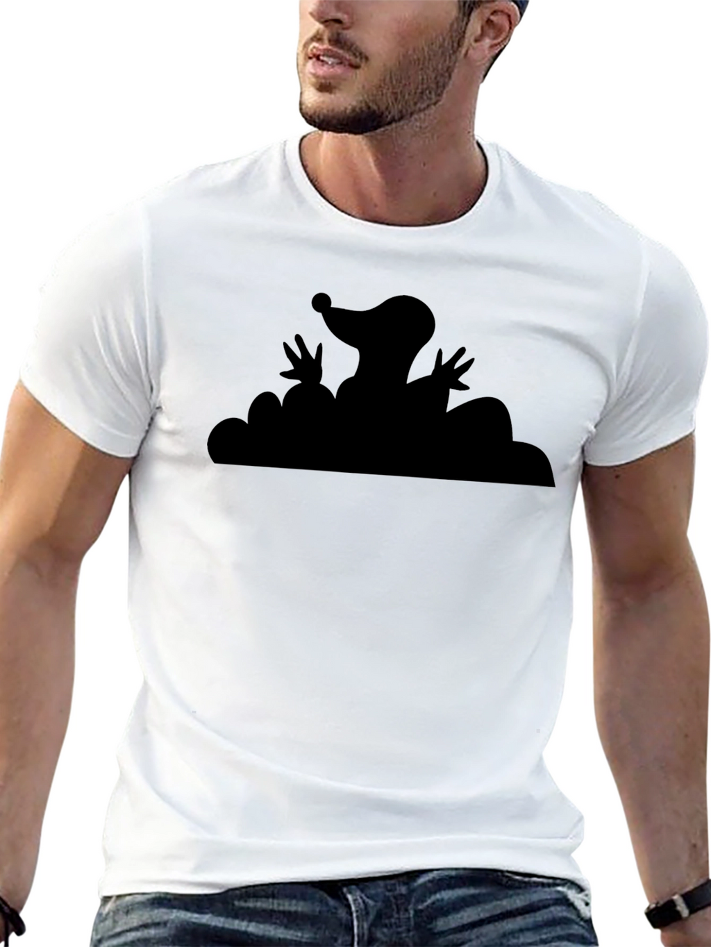 Mole Cartoon Graphic Tee - Black T-Shirt