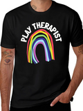 Play Therapist Rainbow Graphic Tee - Black