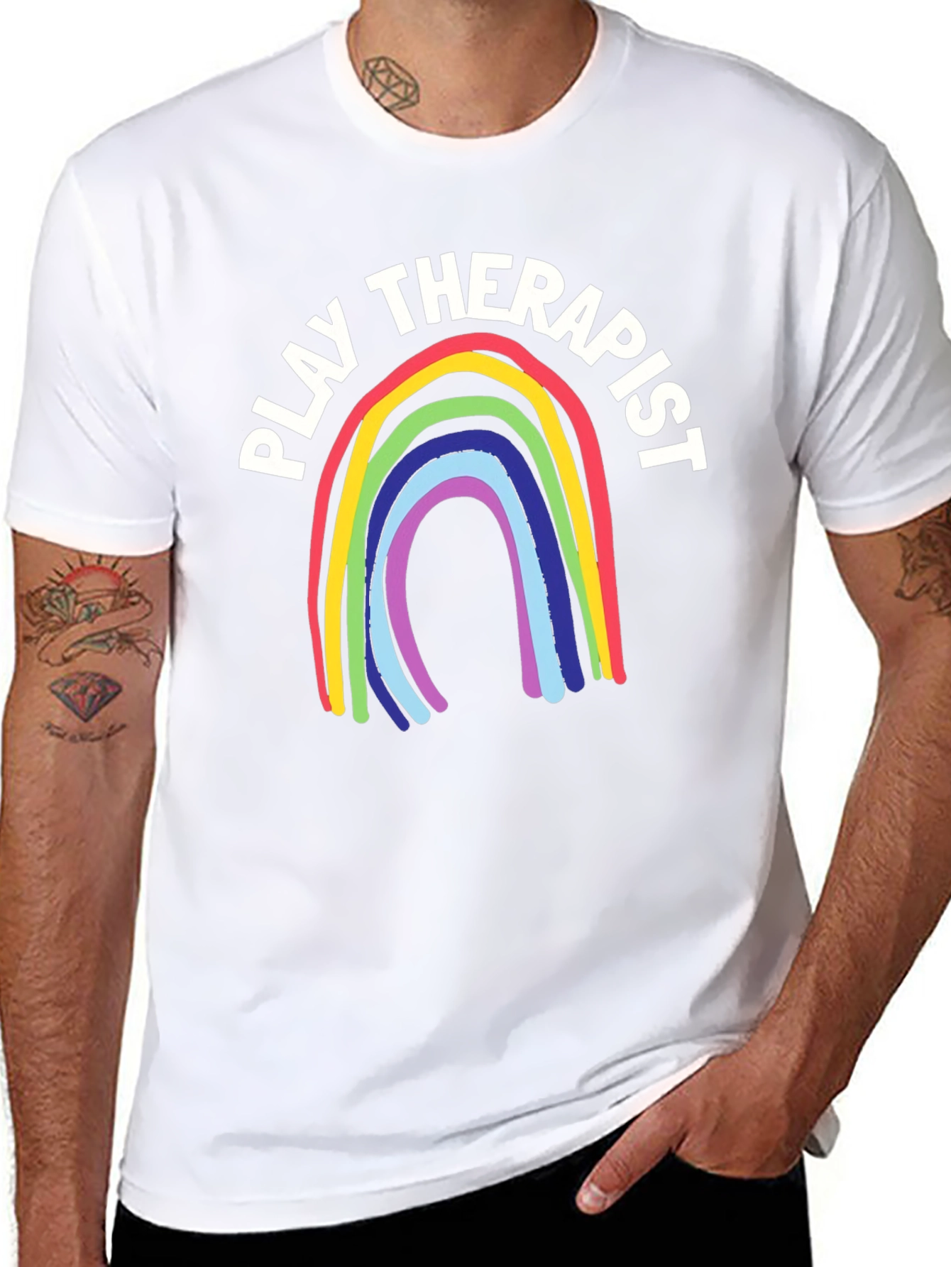 Play Therapist Rainbow Graphic Tee - Black